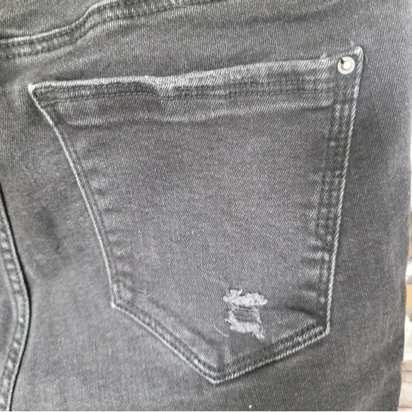 ZARA Trafaluc Denimwear Black Distressed Skinny Jeans with Ankle Zipper Sz 8 - Picture 9 of 10